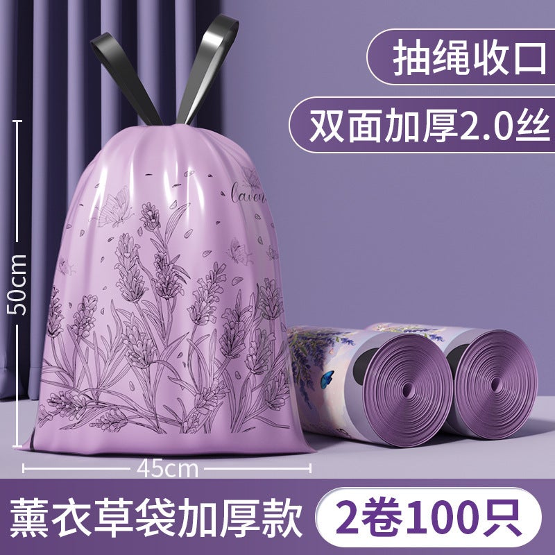Lavender Fragrance Tear-Free Drawstring Thickened Garbage Bag That Does Not Dirty Hands And Automatically Closes Household Garbage Bag Dormitory - Image 1